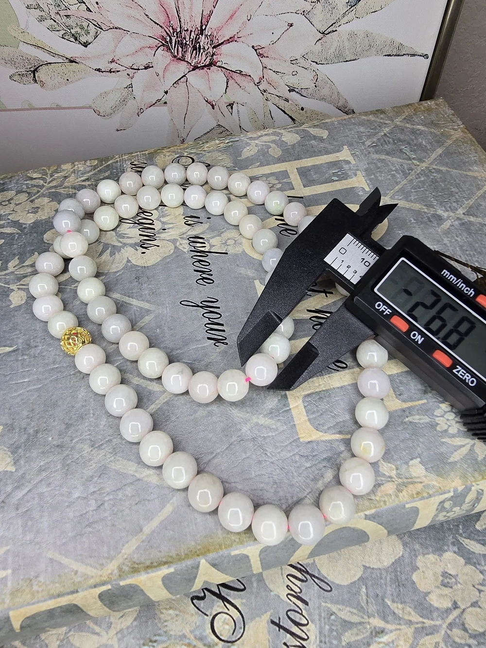 Classic White Bead Necklace with Gold Accent